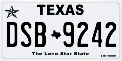 TX license plate DSB9242