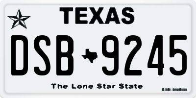 TX license plate DSB9245