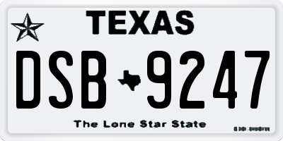 TX license plate DSB9247