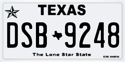 TX license plate DSB9248
