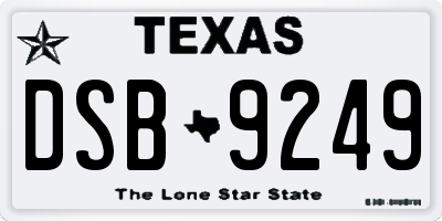 TX license plate DSB9249