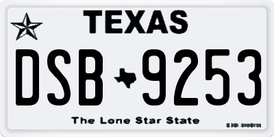 TX license plate DSB9253
