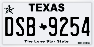 TX license plate DSB9254