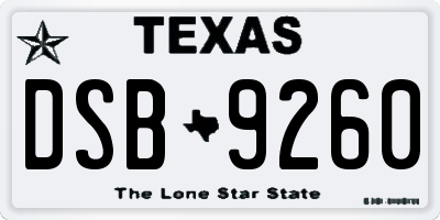 TX license plate DSB9260