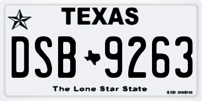 TX license plate DSB9263