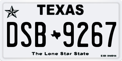 TX license plate DSB9267