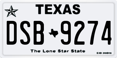 TX license plate DSB9274