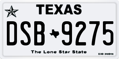 TX license plate DSB9275