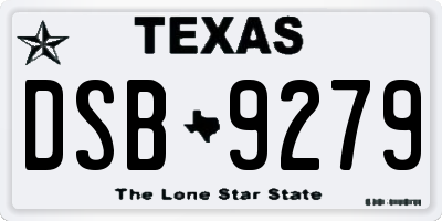 TX license plate DSB9279