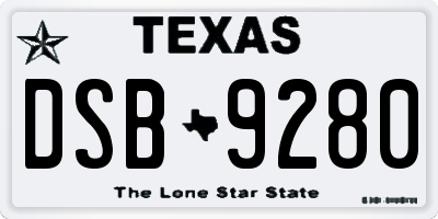 TX license plate DSB9280