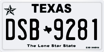 TX license plate DSB9281