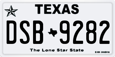TX license plate DSB9282