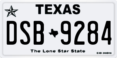 TX license plate DSB9284