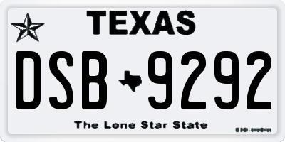 TX license plate DSB9292