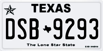 TX license plate DSB9293