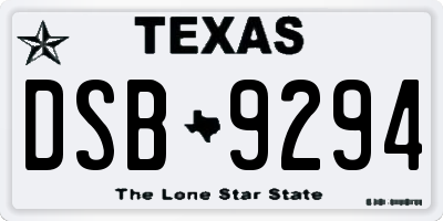 TX license plate DSB9294