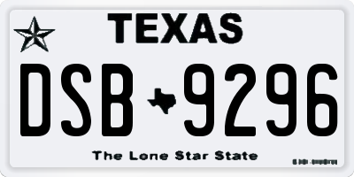 TX license plate DSB9296