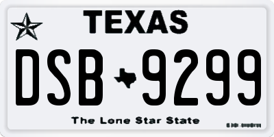 TX license plate DSB9299