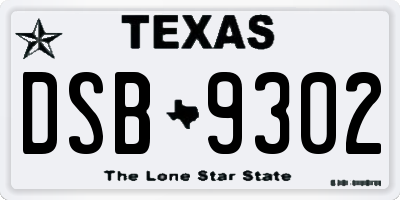 TX license plate DSB9302