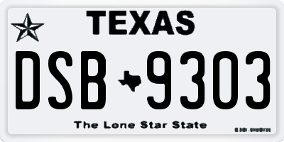 TX license plate DSB9303