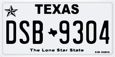 TX license plate DSB9304