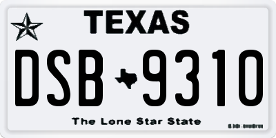 TX license plate DSB9310