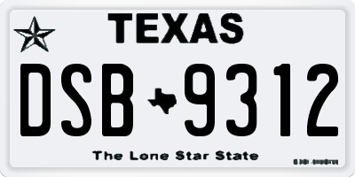 TX license plate DSB9312