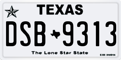 TX license plate DSB9313