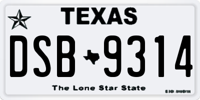 TX license plate DSB9314