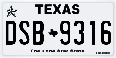 TX license plate DSB9316