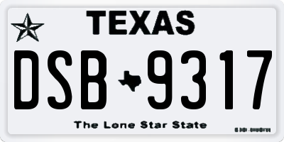 TX license plate DSB9317