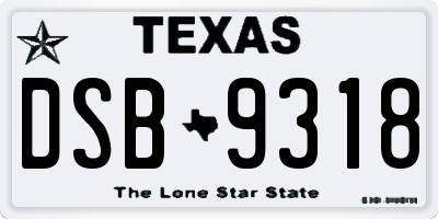 TX license plate DSB9318