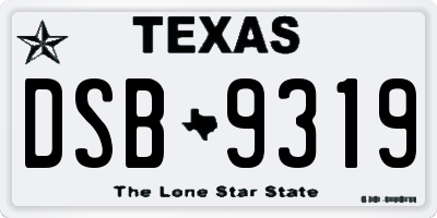 TX license plate DSB9319
