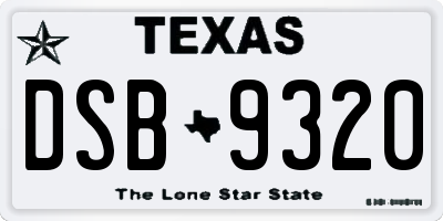 TX license plate DSB9320