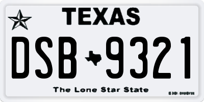 TX license plate DSB9321