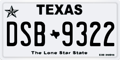 TX license plate DSB9322