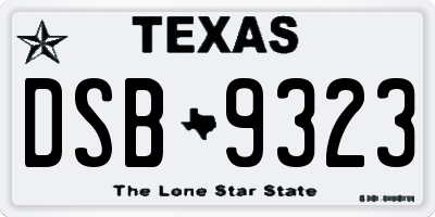 TX license plate DSB9323