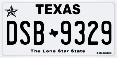TX license plate DSB9329