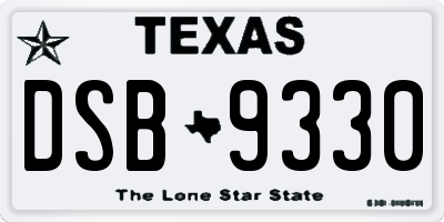 TX license plate DSB9330