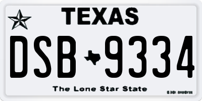 TX license plate DSB9334