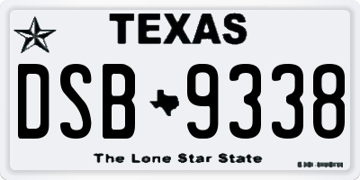TX license plate DSB9338