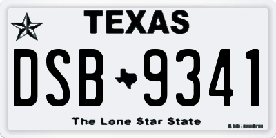 TX license plate DSB9341