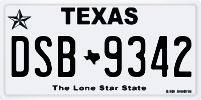 TX license plate DSB9342