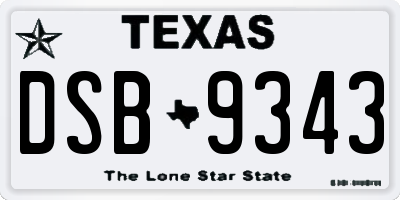 TX license plate DSB9343
