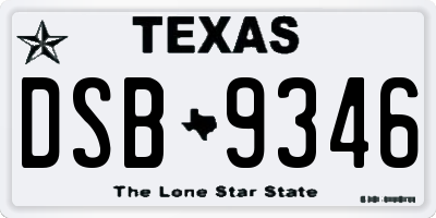 TX license plate DSB9346