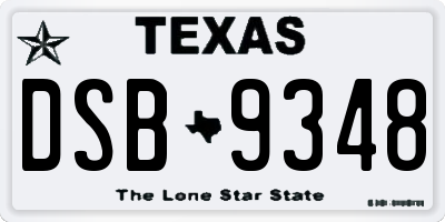 TX license plate DSB9348
