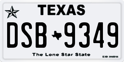 TX license plate DSB9349