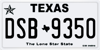 TX license plate DSB9350