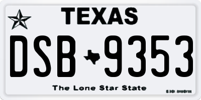 TX license plate DSB9353