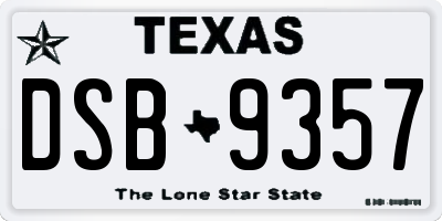 TX license plate DSB9357